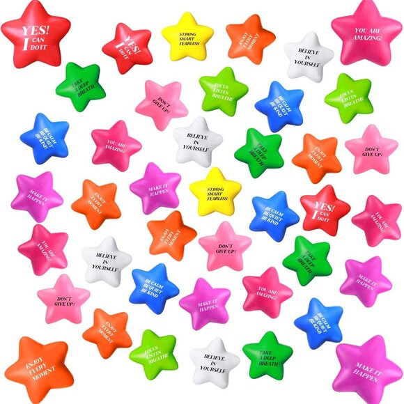 100 Pack Star Stress Balls Bulk Stress Relief Balls with Motivational Quotes Min,All Products : American Fashion Style Bags On Sale